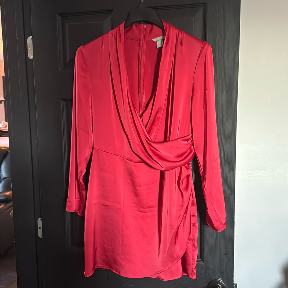 Red H&M silk dress